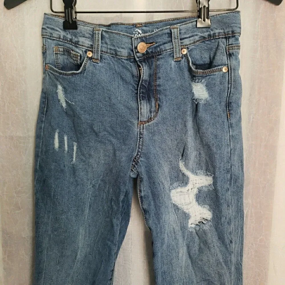 Girls Youth Blue Jeans Distressed Ripped Frayed Jordache Skinny Size 12 25/23